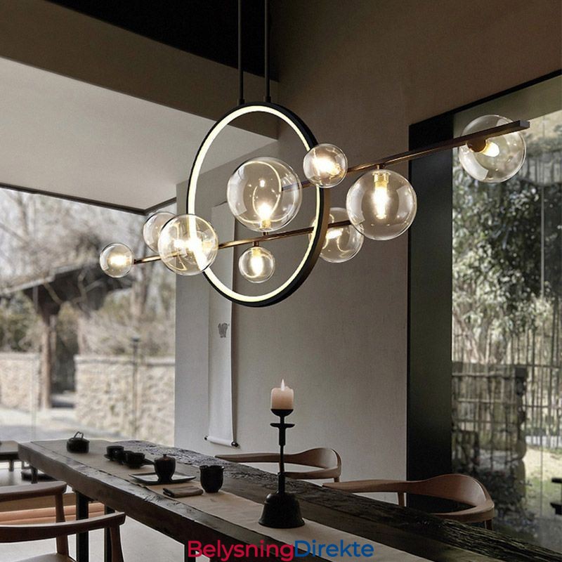 Moderne Metalllysekrone Med Bobler I Klart Glass