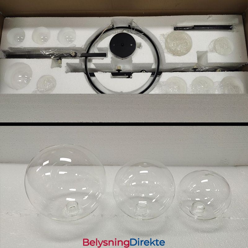 Moderne Metalllysekrone Med Bobler I Klart Glass