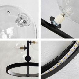 Moderne Metalllysekrone Med Bobler I Klart Glass