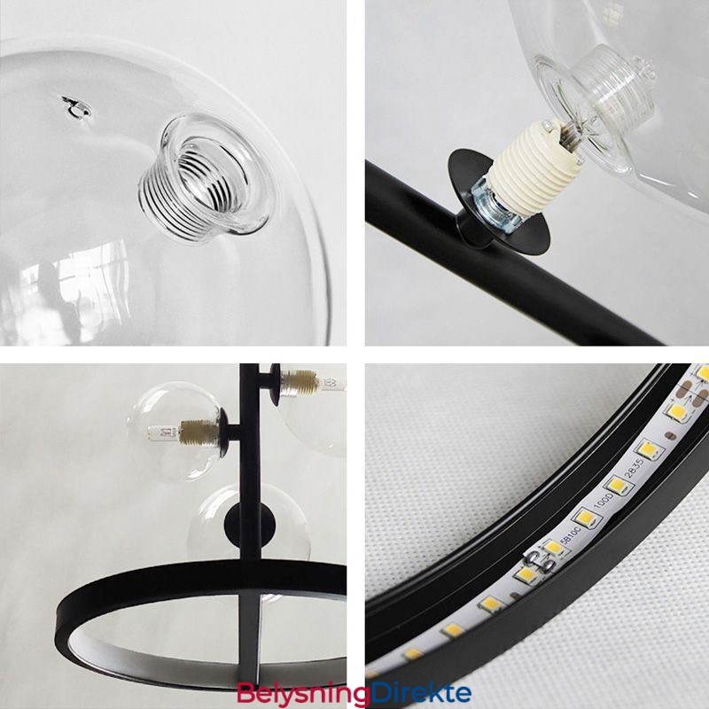 Moderne Metalllysekrone Med Bobler I Klart Glass