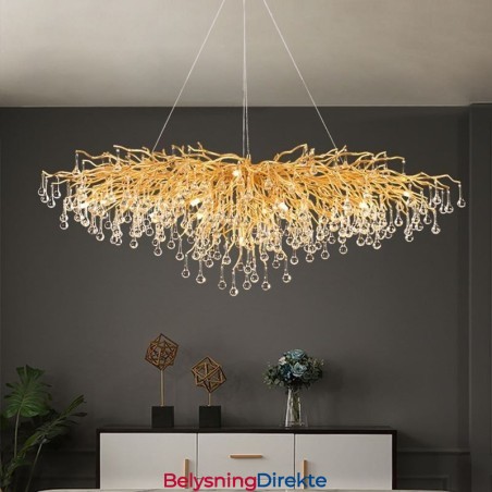 Luksuriøs Krystalllysekrone Gull Moderne Takhengelampe Spisestue
