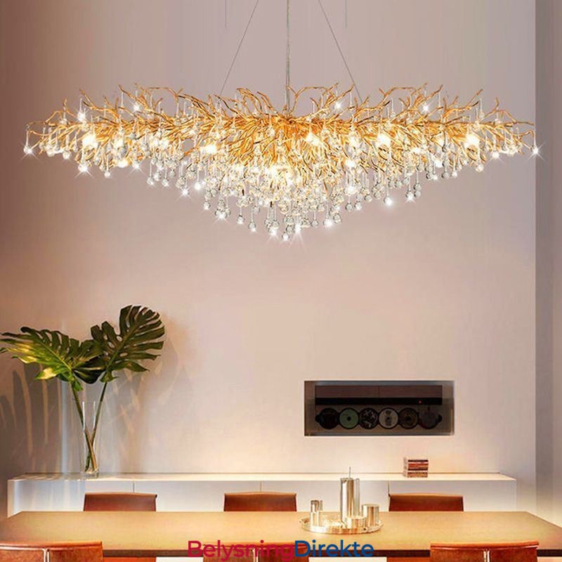 Luksuriøs Krystalllysekrone Gull Moderne Takhengelampe Spisestue