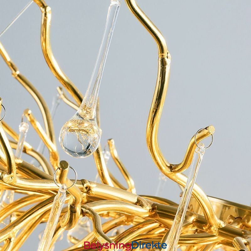 Luksuriøs Krystalllysekrone Gull Moderne Takhengelampe Spisestue