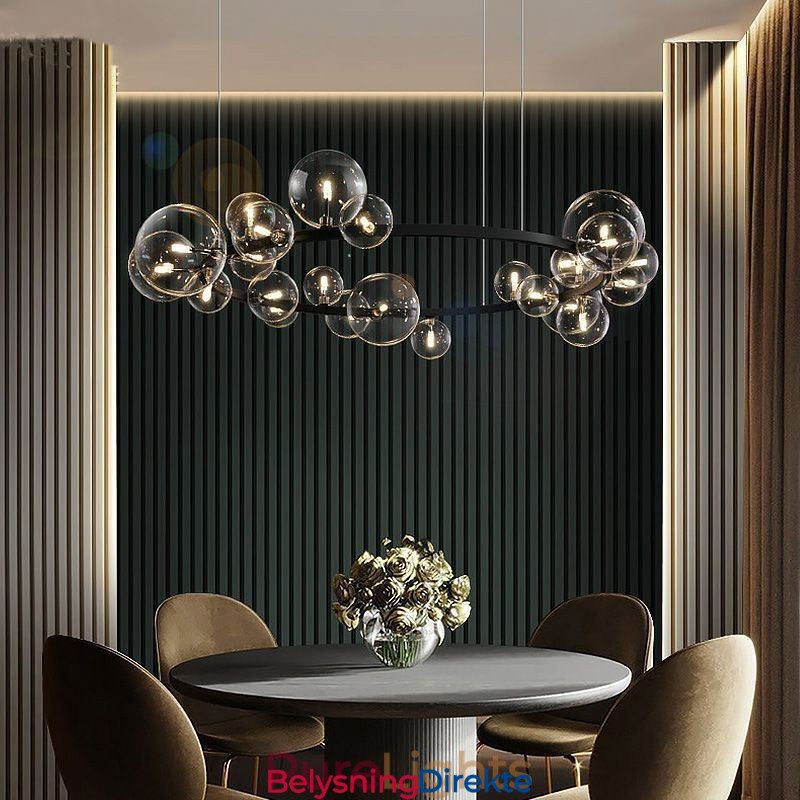 Moderne Kreativ Metalllysekrone Gjennomsiktig Glassboblelampe