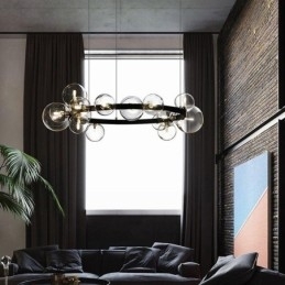 Moderne Kreativ Metalllysekrone Gjennomsiktig Glassboblelampe