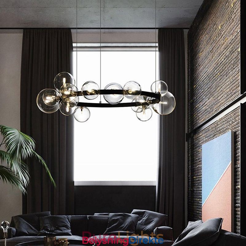 Moderne Kreativ Metalllysekrone Gjennomsiktig Glassboblelampe