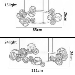 Moderne Kreativ Metalllysekrone Gjennomsiktig Glassboblelampe