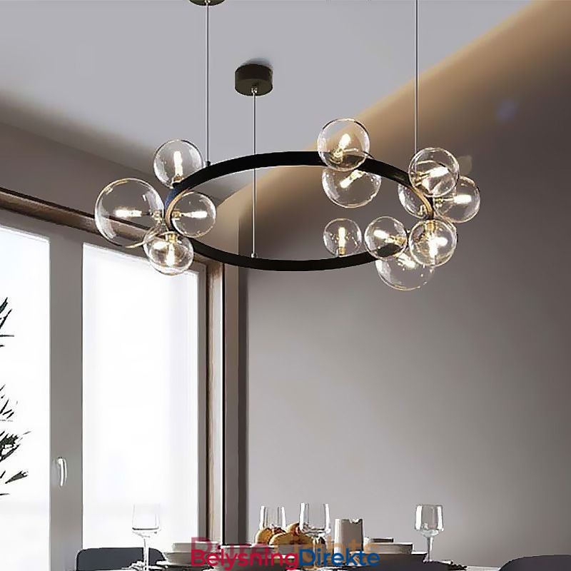 Moderne Kreativ Metalllysekrone Gjennomsiktig Glassboblelampe