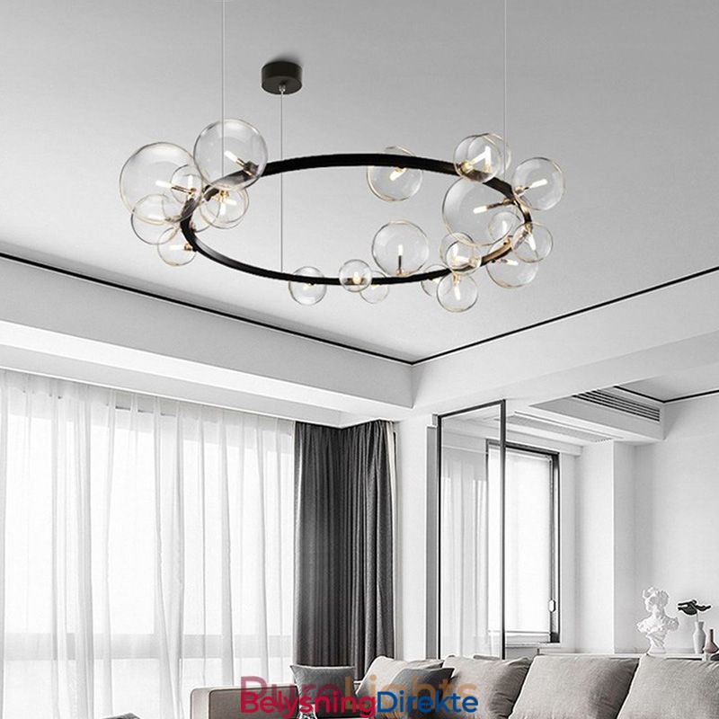 Moderne Kreativ Metalllysekrone Gjennomsiktig Glassboblelampe