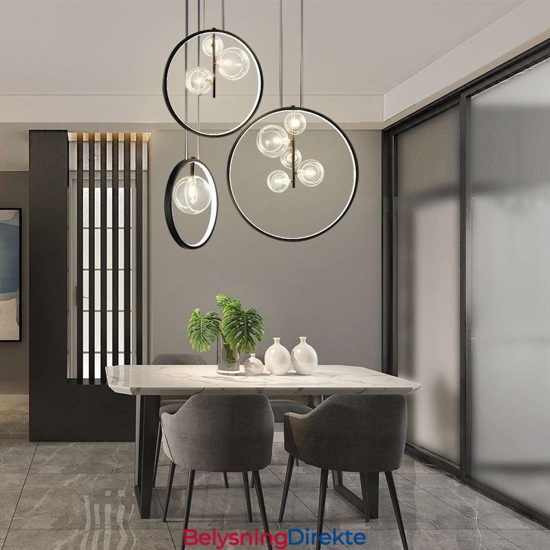 Nordisk Pendellampe I Glass, Sirkelformet Lysekrone, Moderne Stuelampe