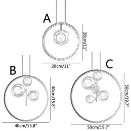 Nordisk Pendellampe I Glass, Sirkelformet Lysekrone, Moderne Stuelampe