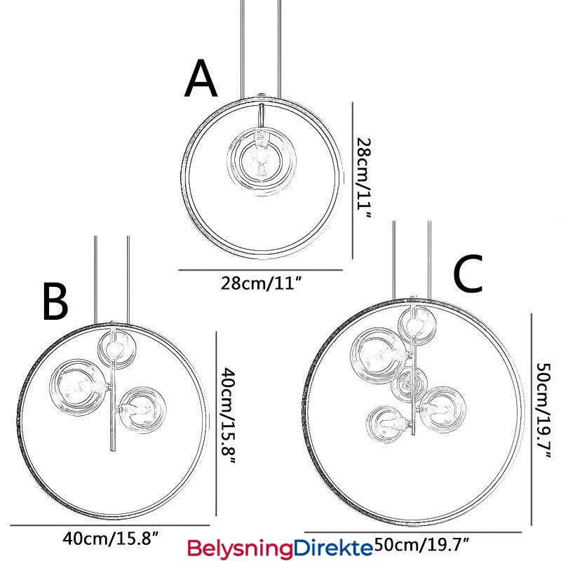 Nordisk Pendellampe I Glass, Sirkelformet Lysekrone, Moderne Stuelampe