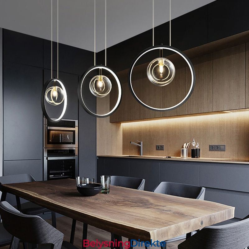 Nordisk Pendellampe I Glass, Sirkelformet Lysekrone, Moderne Stuelampe