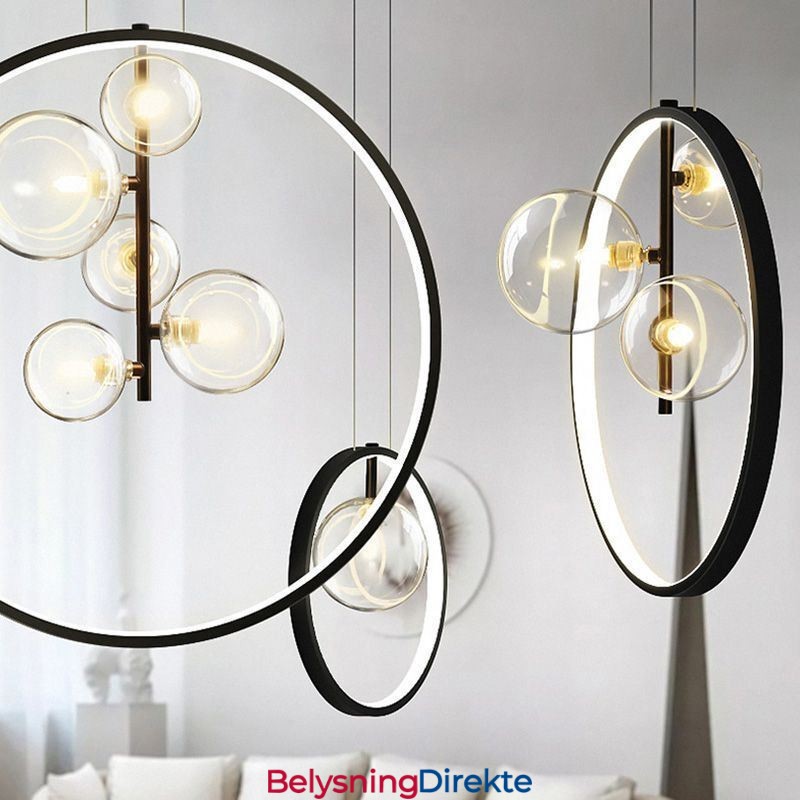 Nordisk Pendellampe I Glass, Sirkelformet Lysekrone, Moderne Stuelampe