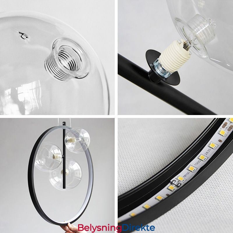 Nordisk Pendellampe I Glass, Sirkelformet Lysekrone, Moderne Stuelampe