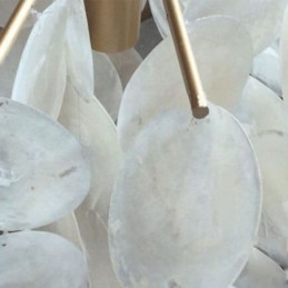 Rund Lagdelt Hengende Lysekrone Med Naturlig Skjell, Spisestue