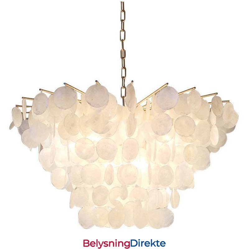 Rund Lagdelt Hengende Lysekrone Med Naturlig Skjell, Spisestue