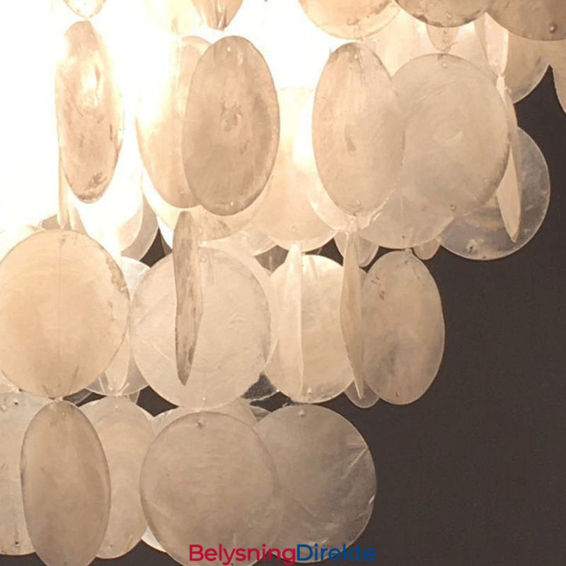 Rund Lagdelt Hengende Lysekrone Med Naturlig Skjell, Spisestue