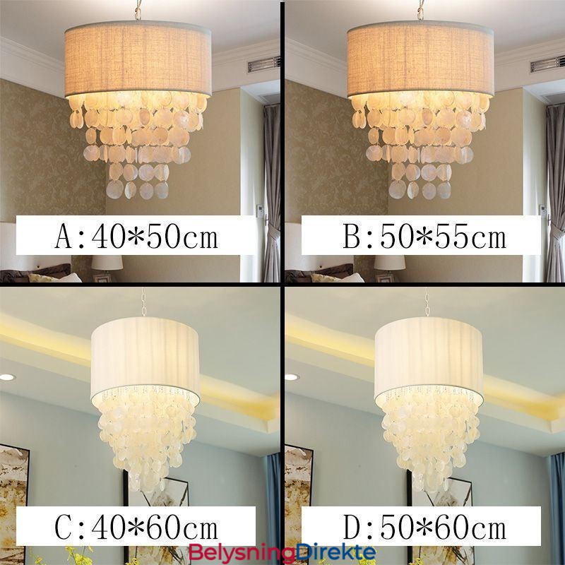 Moderne Pendellampe Med Maneter Og Skjell Med Sylinderskjerm