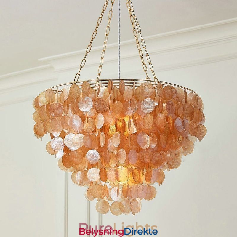 Naturlig Skjelllysekrone Rund Lagdelt Hengende Lysebrun Svart