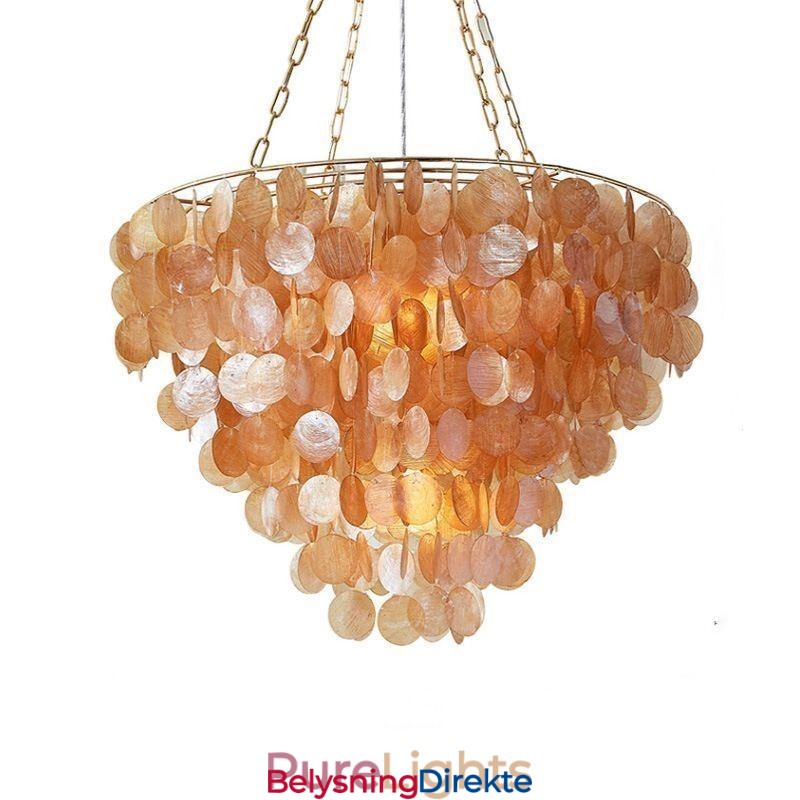 Naturlig Skjelllysekrone Rund Lagdelt Hengende Lysebrun Svart