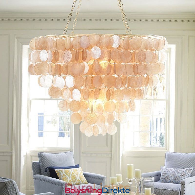 Naturlig Skjelllysekrone Rund Lagdelt Hengende Lysebrun Svart