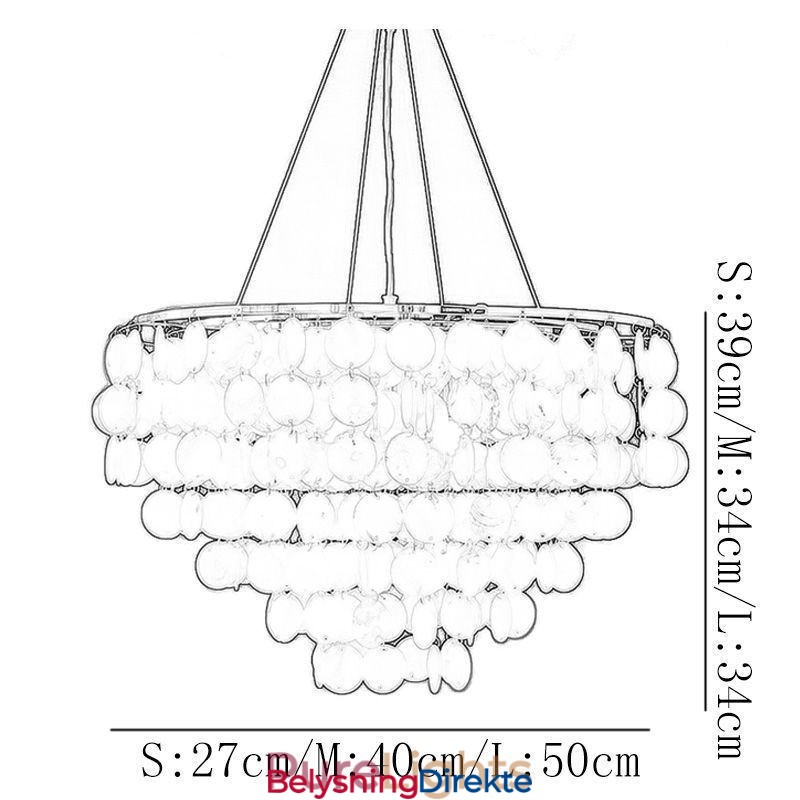 Capiz Shell Pendellampe Naturlig Hengende Rund Lagdelt Lysekrone