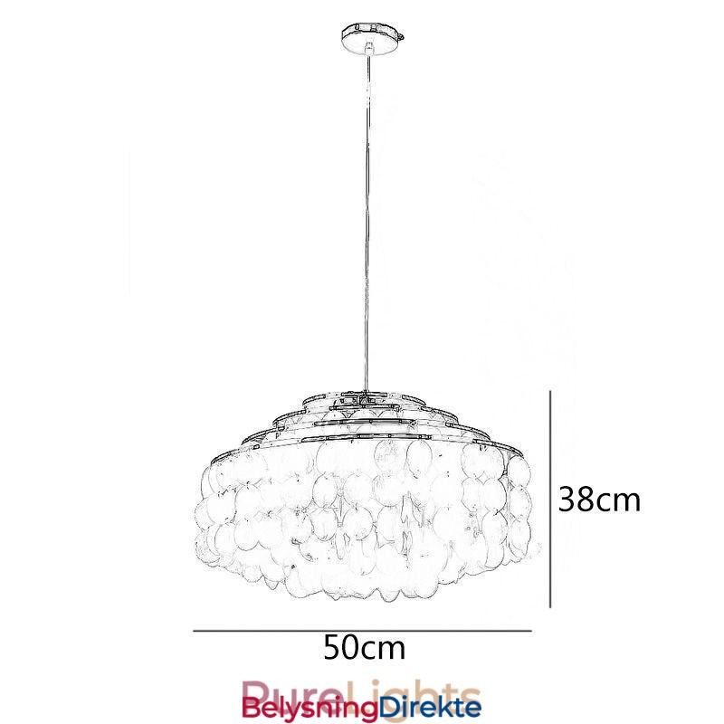 Moderne Regndråpelysekrone Hvit Skjellskjerm Takpendelbelysning