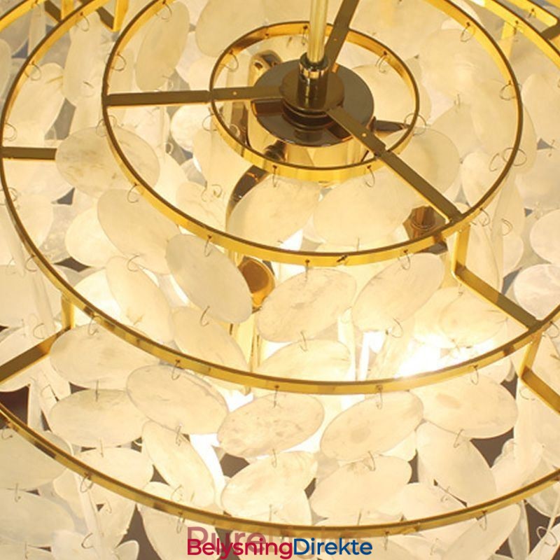 Moderne Regndråpelysekrone Hvit Skjellskjerm Takpendelbelysning