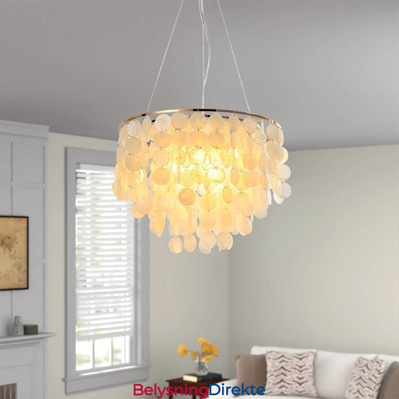 Moderne Hvit Skalllampe I Tak, Pendellampe, Lysekrone