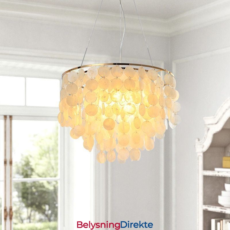 Moderne Hvit Skalllampe I Tak, Pendellampe, Lysekrone