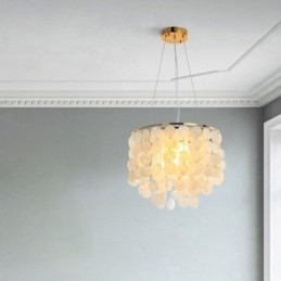 Moderne Hvit Skalllampe I Tak, Pendellampe, Lysekrone