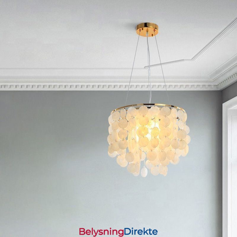 Moderne Hvit Skalllampe I Tak, Pendellampe, Lysekrone