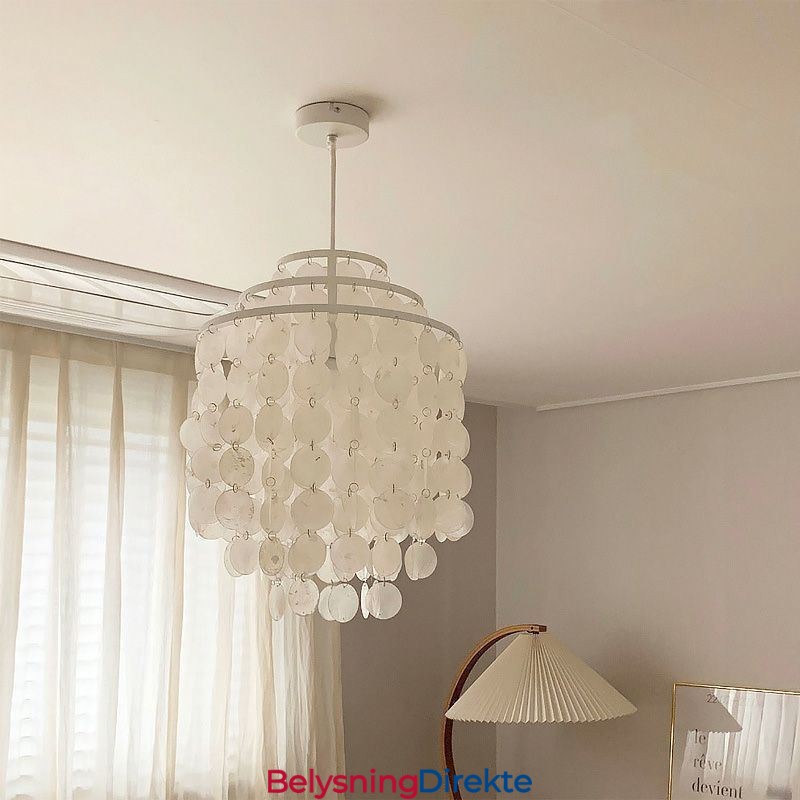 Moderne Klassisk Pendellampe Hvit Skallskjermlampe