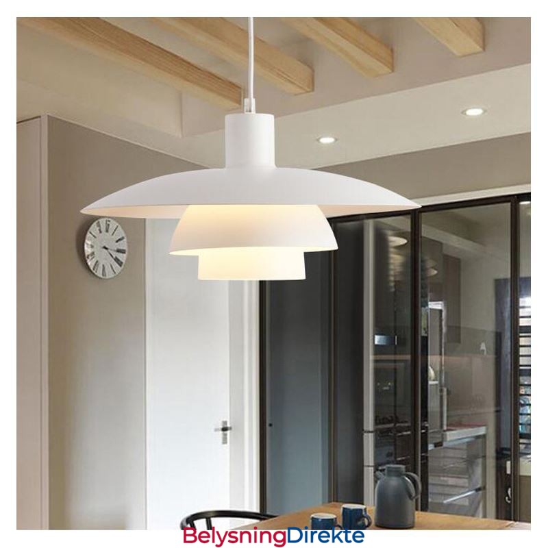 Hvit Aluminiums Pendellampe Moderne Lysekrone Justerbar Hengende Lysarmatur