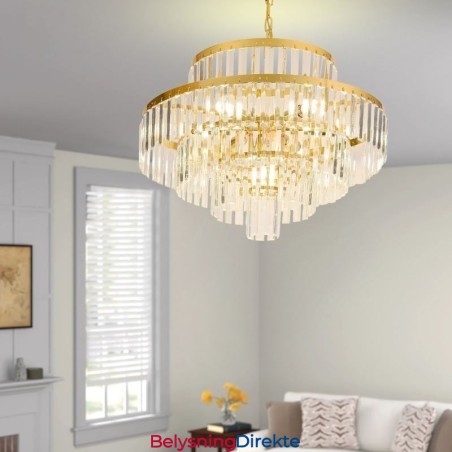 Gullkrystall Pendellampe 4 Nivåer Takbelysning 7 Lys