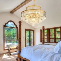 Gullkrystall Pendellampe 4 Nivåer Takbelysning 7 Lys