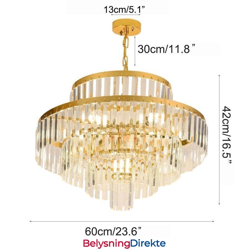 Gullkrystall Pendellampe 4 Nivåer Takbelysning 7 Lys