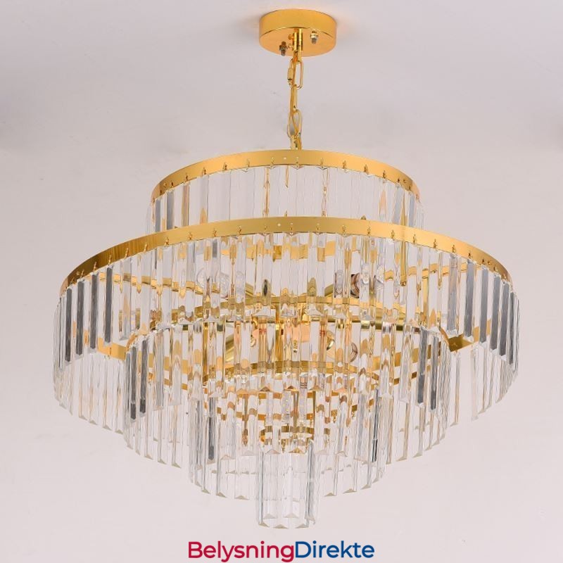 Gullkrystall Pendellampe 4 Nivåer Takbelysning 7 Lys