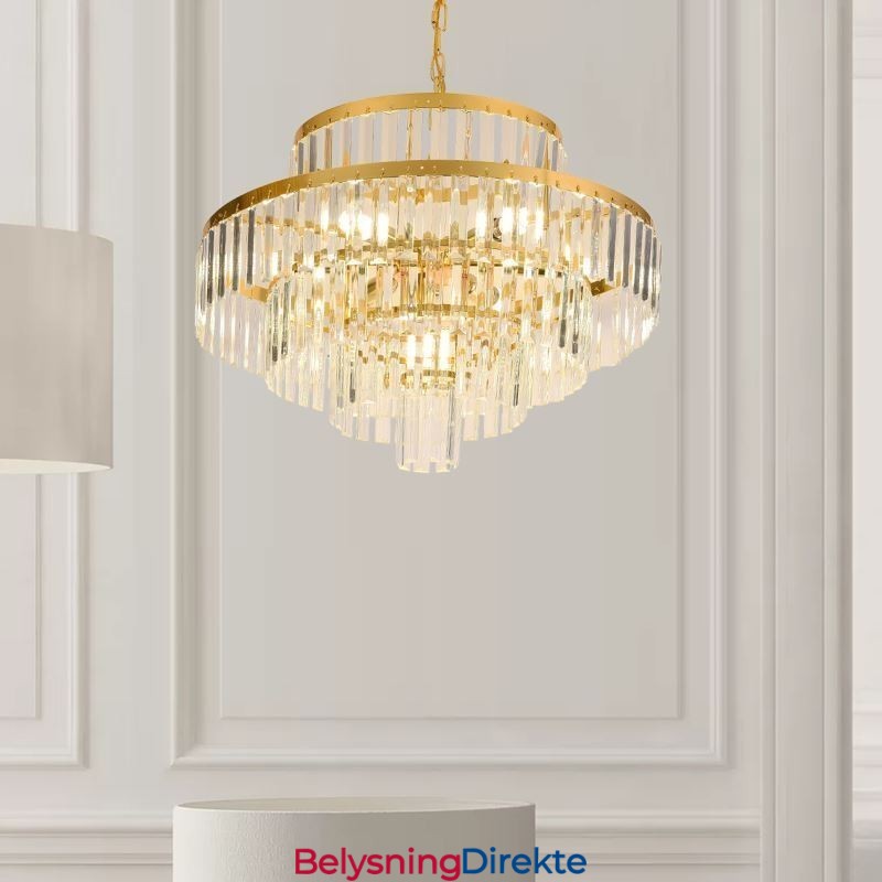 Gullkrystall Pendellampe 4 Nivåer Takbelysning 7 Lys