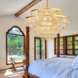 Gullkrystall Pendellampe 5 Nivåer Takbelysning 7 Lys