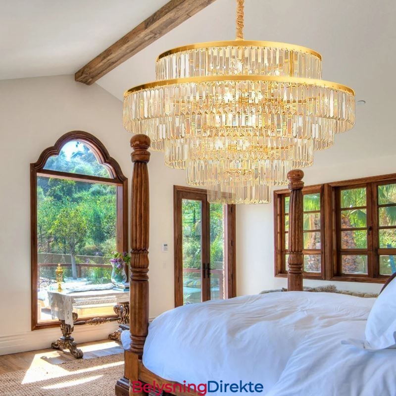 Gullkrystall Pendellampe 5 Nivåer Takbelysning 7 Lys