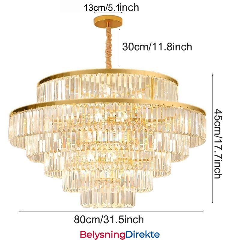 Gullkrystall Pendellampe 5 Nivåer Takbelysning 7 Lys
