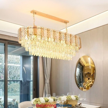Moderne Krystall Pendellampe Luksuriøs Oval Hengelampe
