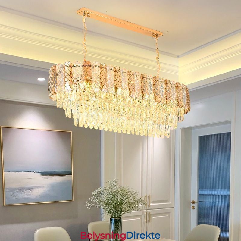 Moderne Krystall Pendellampe Luksuriøs Oval Hengelampe