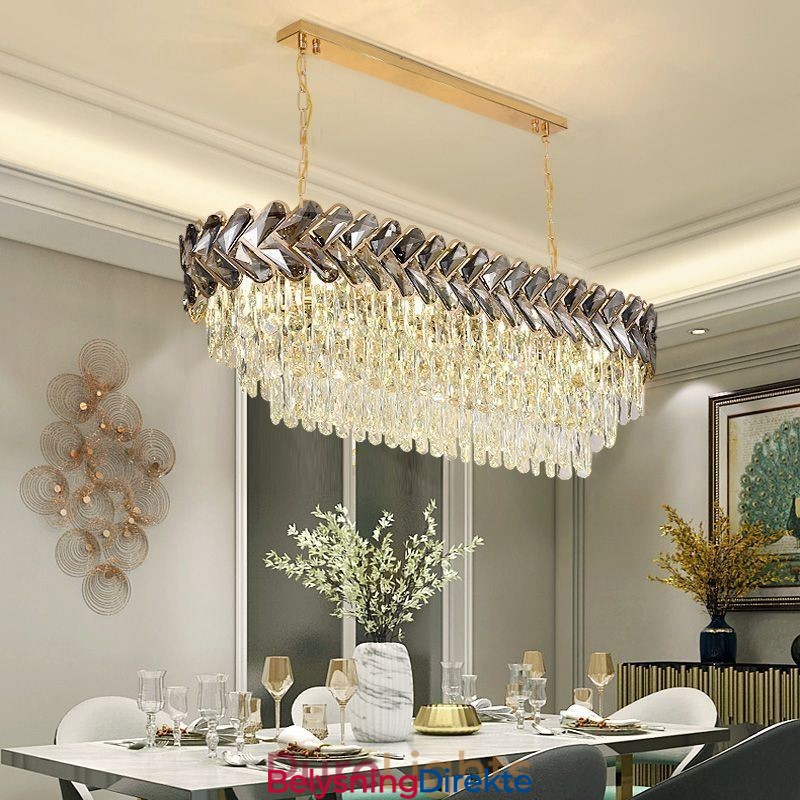 Europeisk Krystall Pendellampe Luksuriøs Oval Taklampe