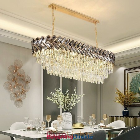 Europeisk Krystall Pendellampe Luksuriøs Oval Taklampe