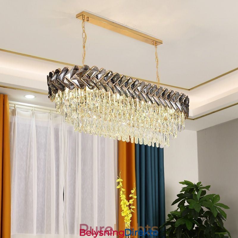 Europeisk Krystall Pendellampe Luksuriøs Oval Taklampe