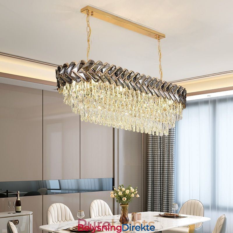 Europeisk Krystall Pendellampe Luksuriøs Oval Taklampe