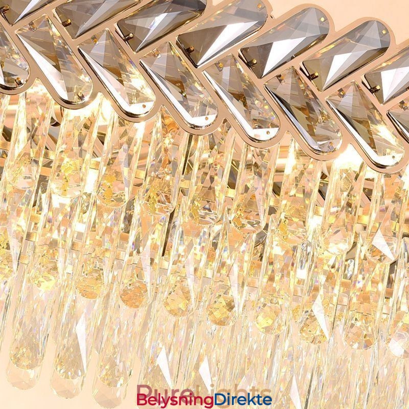 Europeisk Krystall Pendellampe Luksuriøs Oval Taklampe